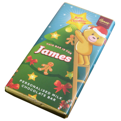 Sentiment - Xmas Personal 60g Milk Chocolate Name Bar - James