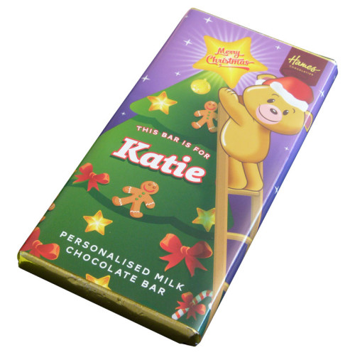 Sentiment - Xmas Personal 60g Milk Chocolate Name Bar - Katie