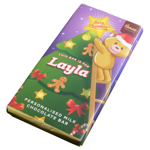 Sentiment - Xmas Personal 60g Milk Chocolate Name Bar - Layla