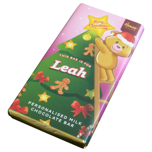 Sentiment - Xmas Personal 60g Milk Chocolate Name Bar - Leah