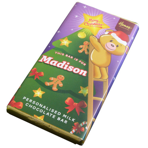 Sentiment - Xmas Personal 60g Milk Chocolate Name Bar - Madison