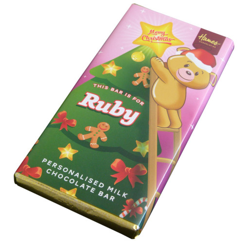 Sentiment - Xmas Personal 60g Milk Chocolate Name Bar - Ruby