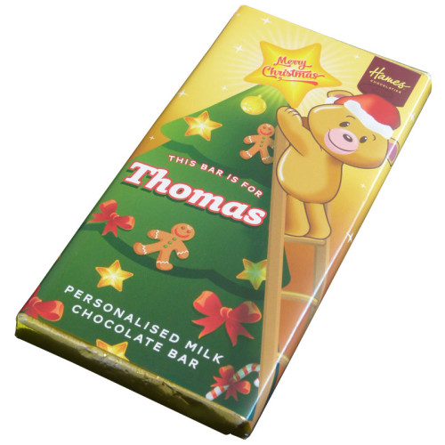Sentiment - Xmas Personal 60g Milk Chocolate Name Bar - Thomas