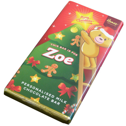 Sentiment - Xmas Personal 60g Milk Chocolate Name Bar - Zoe
