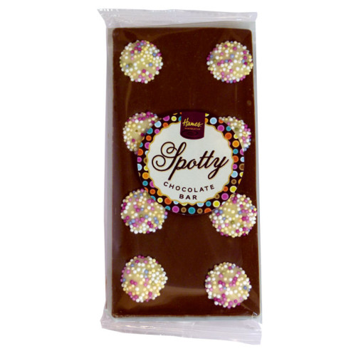 Hames - Luxury Spotty Bars Milk Chocolate Bar Decorated with White Chocolate Snowies 92g  x Outer of 16