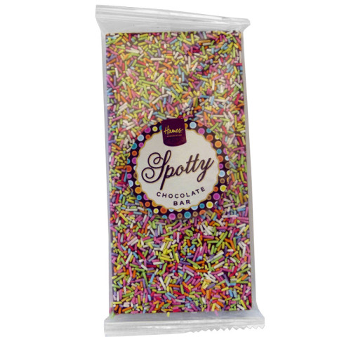Hames - Luxury Spotty Bars Milk Chocolate Bar Decorated with Sprinkles 90g x Outer of 18