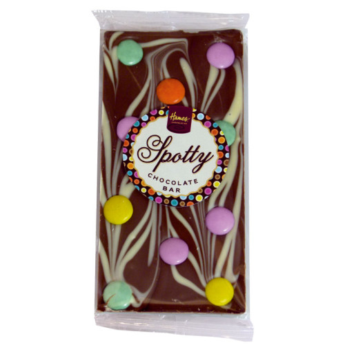 Hames - Luxury Spotty Bars Milk Chocolate Bar Decorated with White Chocolate & Candy Beans  x Outer of 18