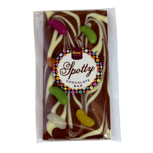 Hames - Luxury Spotty Bars Milk Chocolate Bar Decorated with White Chocolate & Jelly Beans 96g