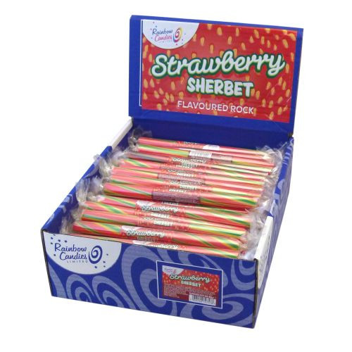 Novelty Flavoured Rock Bar - Strawberry Sherbet 100 Bars