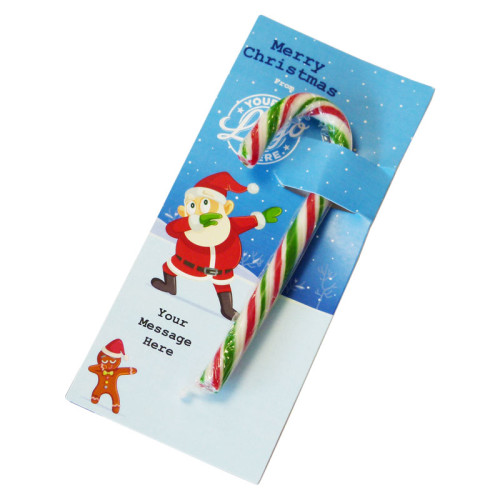Promotional Red, White & Green Candy Cane Presented On a Funny Dabbing Christmas Characters Insert Card x 1 Only