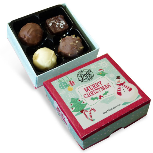 Promotional 4 Chocolate Assortment Presented in a Jolly Christmas Snowman Box