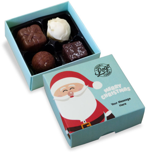 Promotional 4 Chocolate Assortment Presented in a Ho-Ho-Ho! Jolly Father Christmas Box