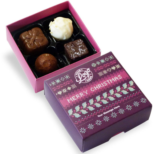 Promotional 4 Chocolate Assortment Presented in a Christmas Jumper Design Box