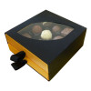 Black 18 Choc Luxury Drawer Outer Box with Shaped Feature Window 130mm x 57.5mm x 139mm