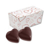 Valentine - 2 Solid Milk Chocolate Hearts Presented in a White Ballotin Finished With a Red Heart Design