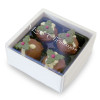Hames - Luxury Box of 4 Chocolate Christmas Pudding Truffles Presented In A White Box Finished With A Clear PVC With Merry Christmas Print On Lid