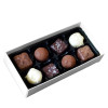 Promotional - 8 Chocolate Assortment in a White Box with Any Full Colour Digital Printed Logo on the Lid Finished with a Beautiful Hand Tied Bow