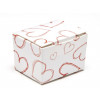 Fold-Up 1 Choc Ballotin Flat Top Box White with Red Heart Design 37mmx 33mm x 31mm