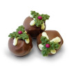 Promotional - 4 Chocolate Christmas Pudding Truffles Presented in a White Box Finished With A Clear PVC With Your Logo or Message Print on Lid