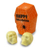 Halloween 2 White Chocolate Spooky Skulls Oozing with Red Caramel "Blood" Resting in an Orange Coffin Shaped Box