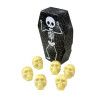 Halloween 6 White Chocolate Spooky Skulls Oozing with Red Caramel "Blood" Resting in a Black Coffin Shaped Box