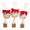 Festive Christmas - Milk Chocolate With Salted Caramel Flavouring Hot Chocolate Stirrer With a Red Twist Tie Bow & Festive Christmas Swing Tag x Outer of 18