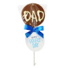 Happy Father's Day Milk Chocolate with Hand Piped White Chocolate "DAD" Lollipop with with Happy Father's Day Swing Tag & Twist Tie Bow x Outer of 18