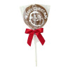 Christmas Jolly Lollies - Milk Chocolate Lolly with a White Graphic Cheerful Santa Face Design Finished with a Red Twist Tie Bow x Outer of 27