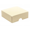 Elegant Texture-Embossed Matt Finish 4 Choc Square Wibalin Gift Box Lid Only 82mm x 78mm x 32mm in Cream