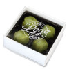 Promotional - 4 Christmas Sprout Truffles Presented in a White Box Finished With A Clear PVC With Your Logo or Message Print on Lid