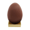 200g Milk Chocolate Egg with Matt Gold Plinth, Clear Bag with a Personalised Light Coral Satin Hand Tied Ribbon
