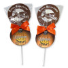 Halloween Milk Chocolate Lolly with a Graphic Design of a Witch on a Broom Finished with a with a Swing Tag & Orange Twist Tie Bow 32g - Outer  27