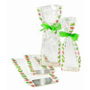 Frosted Holly Design Hard Bottom Film Bag with a Silver Base Card 120mm x 275mm