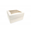 Large White Bakery and Patisserie Cake Box - Single Wall Base & Fold-Up Window Lid 185mm x 185mm x 100mm Self-assemble