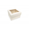 Medium White Bakery and Patisserie Cake Box - Single Wall Base & Fold-Up Window Lid 145mm x 145mm x 80mm Self-assemble