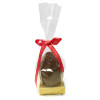 200g Milk Chocolate Egg with Matt Gold Plinth, Clear Bag with a Personalised Red Satin Hand Tied Ribbon