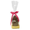 200g Milk Chocolate Egg with Matt Gold Plinth, Clear Bag with a Personalised Shocking Pink Satin Hand Tied Ribbon