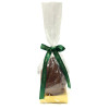 200g Milk Chocolate Egg with Matt Gold Plinth, Clear Bag with a Personalised Forest Green Satin Hand Tied Ribbon