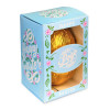 Personalised Egg Box with a 150g Milk Chocolate Egg Wrapped in Gold Foil Finished with a Beautiful Blue Themed Happy Easter Flower Design
