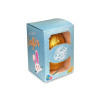 Personalised Egg Box with a 50g Milk Chocolate Egg Wrapped in Gold Foil Finished with a Blue Themed Happy Easter Peeking White Rabbit Design