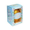 Personalised Egg Box with a 80g Milk Chocolate Egg Wrapped in Gold Foil Finished with a Beautiful Blue Themed Happy Easter Flower Design