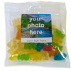 Heritage & Souvenir Gifts - Euro Slot Hang Bag Finished with a White Label with a Photograph & Text of your Choice - Jelly Teddies 100g Outer of 18