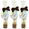 Promotional - Milk Chocolate With Salted Caramel Flavour Hot Chocolate Stirrer 35g Finished with a Coloured Satin Twist Tie Bow & Swing Tag