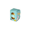 Personalised Egg Box with a 25g Milk Chocolate Egg Wrapped in Gold Foil Finished with a Blue Themed Happy Easter Peeking White Rabbit Design