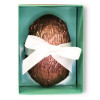 Promotional - Milk Chocolate 240g Egg Wrapped in Brown Foil Finished with a Hand Tied Bow and Presented in a Luxury Aqua Green Printed Box