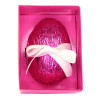Promotional - Milk Chocolate 240g Egg Wrapped in Pink Foil Finished with a Hand Tied Bow and Presented in a Luxury Shocking Pink Printed Box