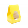 Small - Sunshine Yellow Tapered Easter Egg Carton with White Plinth and PVC Window 100mm x 85mm x 159mm