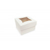 Small White Bakery Patisserie Cake Box - Single Wall Base & Fold-Up Window Lid 100mm x 100mm x 60mm Self-assemble