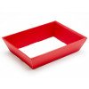 Small Shallow Red Elegant Texture-Embossed Matt Finish Card Hamper Tray 45mm (D) -180 x 126mm at Top Tapering to 148 x 102mm at the Bottom
