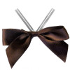 Brown 16mm Satin Twist Tie Bow 65mm Span x 35mm Ribbon Tails (75mm twist tie)